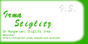 irma stiglitz business card